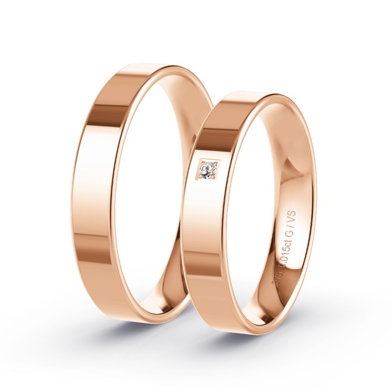 Trouwringen Rosegoud - 0.015 ct diamanten - Model N°1007 Trouwringen Rosegoud - 0.015 ct diamanten - Model N°1007