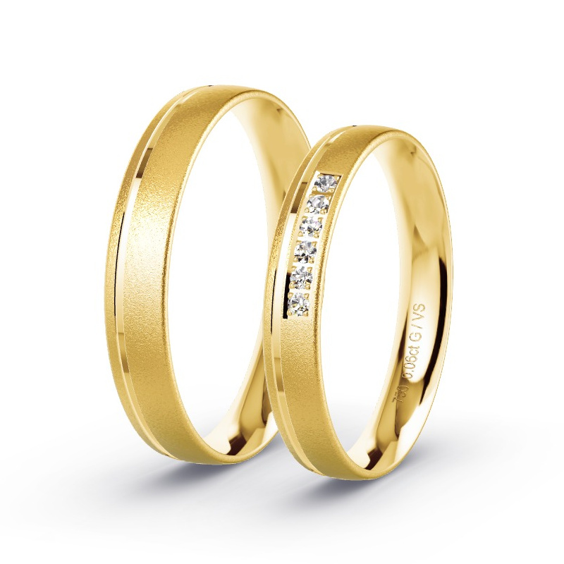 Trouwringen Geelgoud - 0.06 ct diamanten - Model N°1008 Trouwringen Geelgoud - 0.06 ct diamanten - Model N°1008