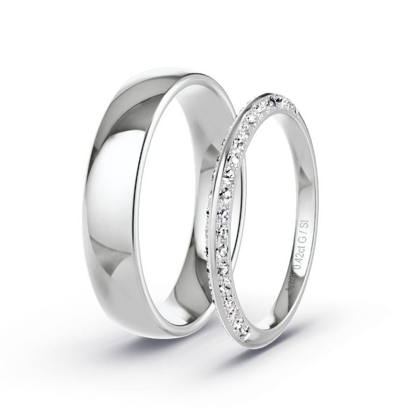 Trouwringen Zilver - 0.42 ct Diamanten - Model N°1022 Trouwringen Zilver - 0.42 ct Diamanten - Model N°1022