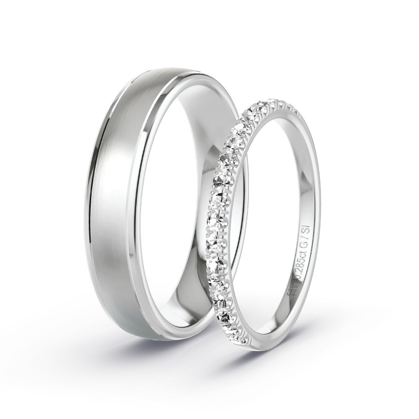 Trouwringen Witgoud - 0.285 ct Diamanten - Model N°1042 Trouwringen Witgoud - 0.285 ct Diamanten - Model N°1042