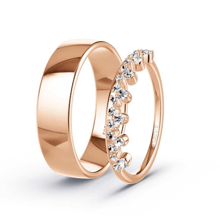 Trouwringen Roodgoud - 0.28 ct Diamanten - Model N°1048 Trouwringen Roodgoud - 0.28 ct Diamanten - Model N°1048