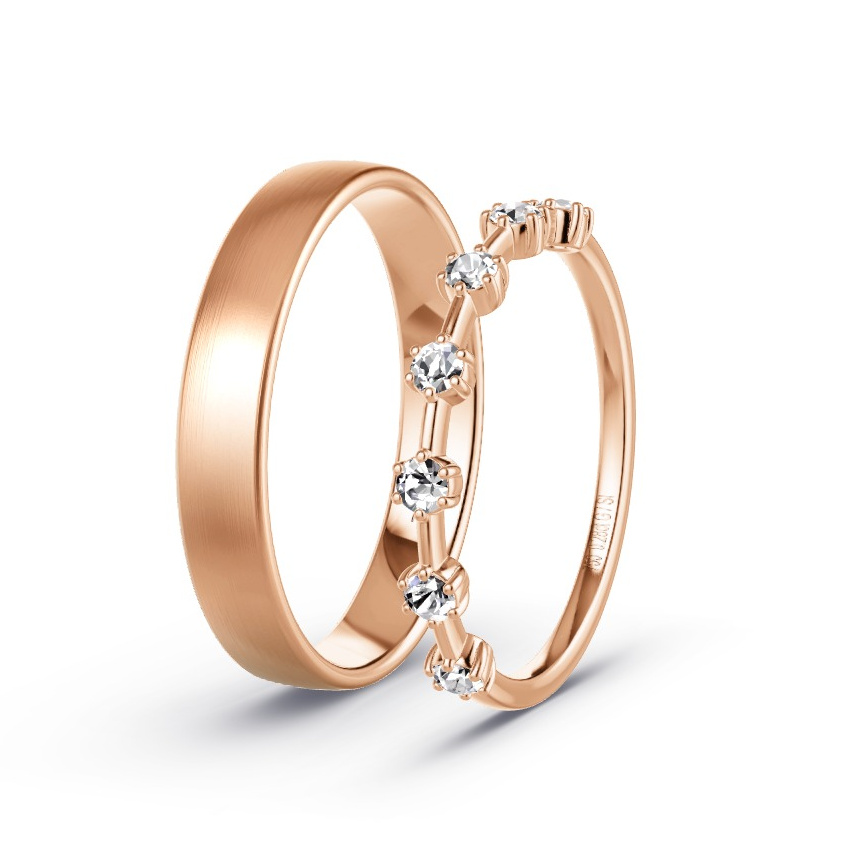 Trouwringen Roodgoud - 0.28 ct Diamanten - Model N°1054 Trouwringen Roodgoud - 0.28 ct Diamanten - Model N°1054