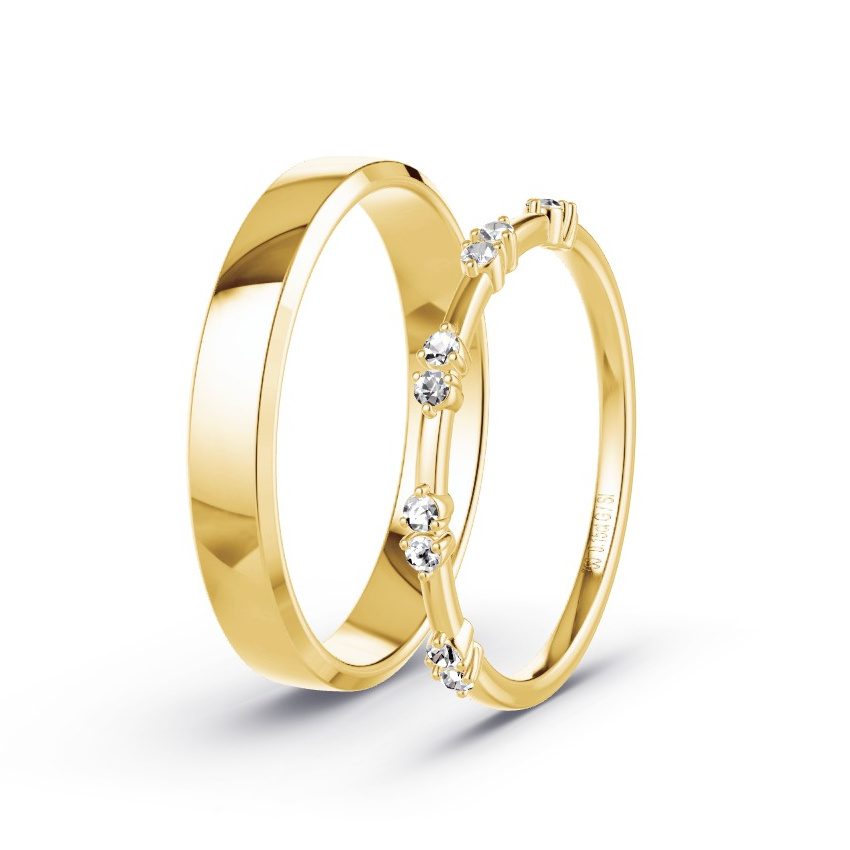 Trouwringen Geelgoud - 0.15 ct Diamanten - Model N°1055 Trouwringen Geelgoud - 0.15 ct Diamanten - Model N°1055
