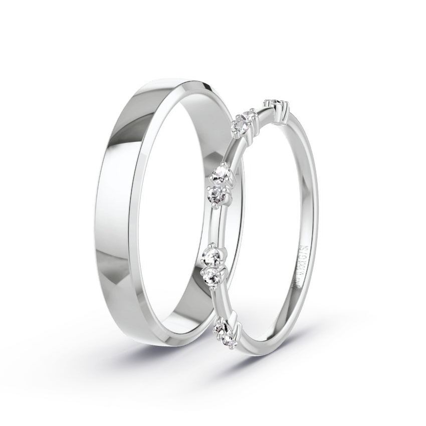 Trouwringen Zilver - 0.15 ct Diamanten - Model N°1055 Trouwringen Zilver - 0.15 ct Diamanten - Model N°1055