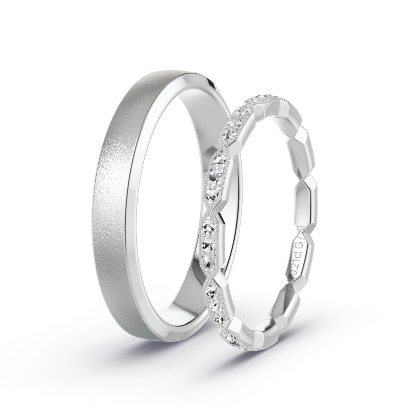 Trouwringen Witgoud - 0.21 ct Diamanten - Model N°1058 Trouwringen Witgoud - 0.21 ct Diamanten - Model N°1058