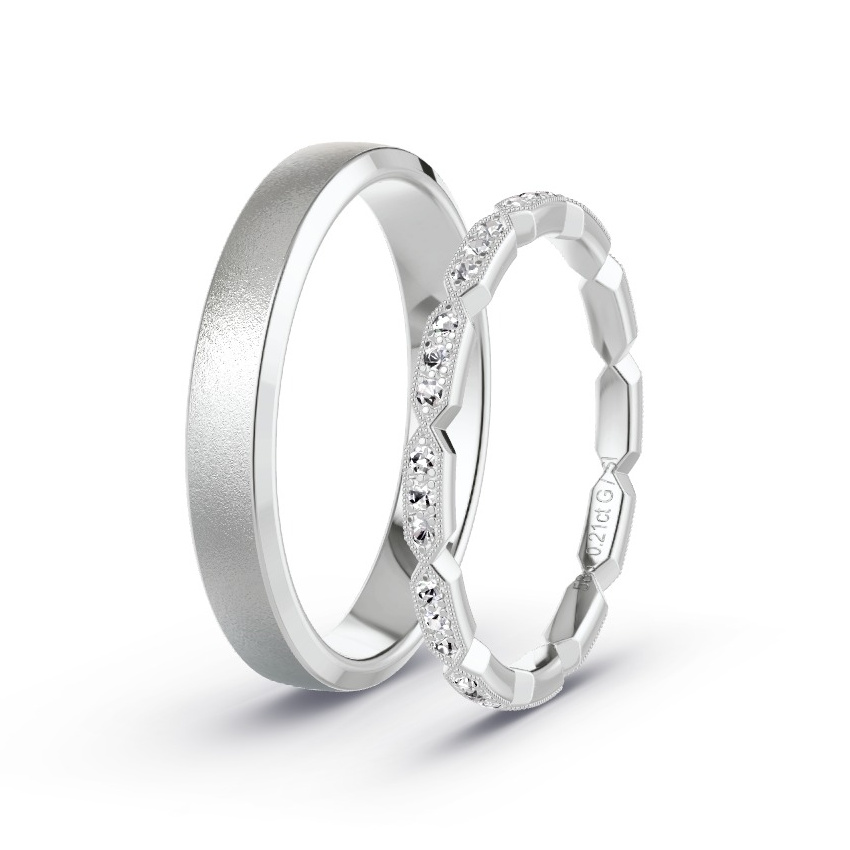 Trouwringen Witgoud - 0.21 ct Diamanten - Model N°1058 Trouwringen Witgoud - 0.21 ct Diamanten - Model N°1058