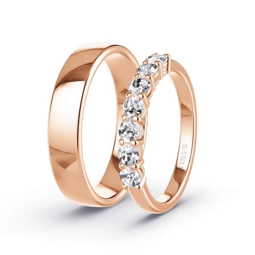 Trouwringen Rosegoud - 0.70 ct Diamanten - Model N°1061 Trouwringen Rosegoud - 0.70 ct Diamanten - Model N°1061