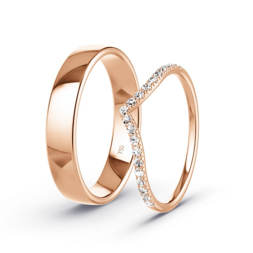 Trouwringen Roodgoud - 0.21 ct Diamanten - Model N°1073 Trouwringen Roodgoud - 0.21 ct Diamanten - Model N°1073