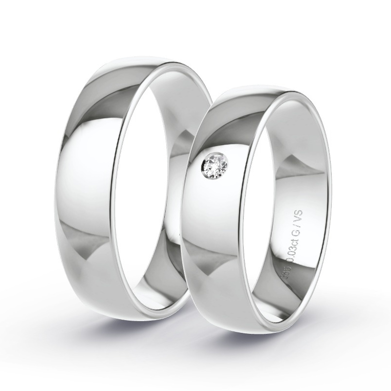 Trouwringen Witgoud - 0.03 ct diamanten - Model N°1112 Trouwringen Witgoud - 0.03 ct diamanten - Model N°1112