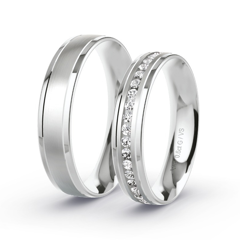 Trouwringen Zilver - 0.60 ct diamanten - Model N°1402 Trouwringen Zilver - 0.60 ct diamanten - Model N°1402