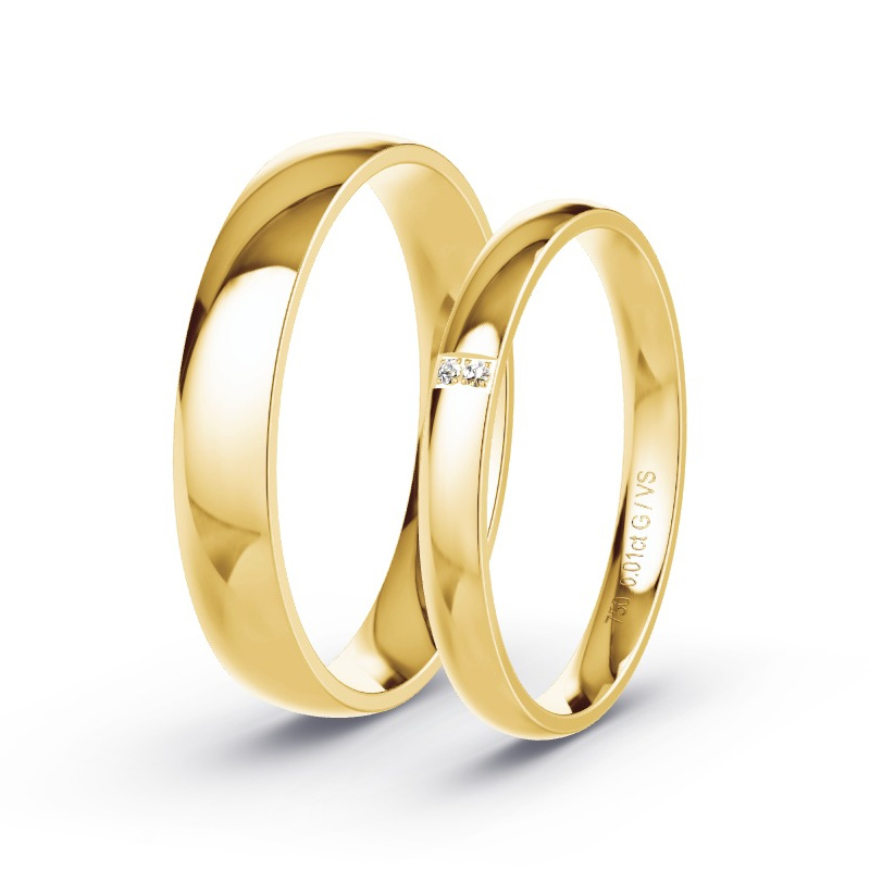 Trouwringen Geelgoud - 0.01 ct diamanten - Model N°1405 Trouwringen Geelgoud - 0.01 ct diamanten - Model N°1405