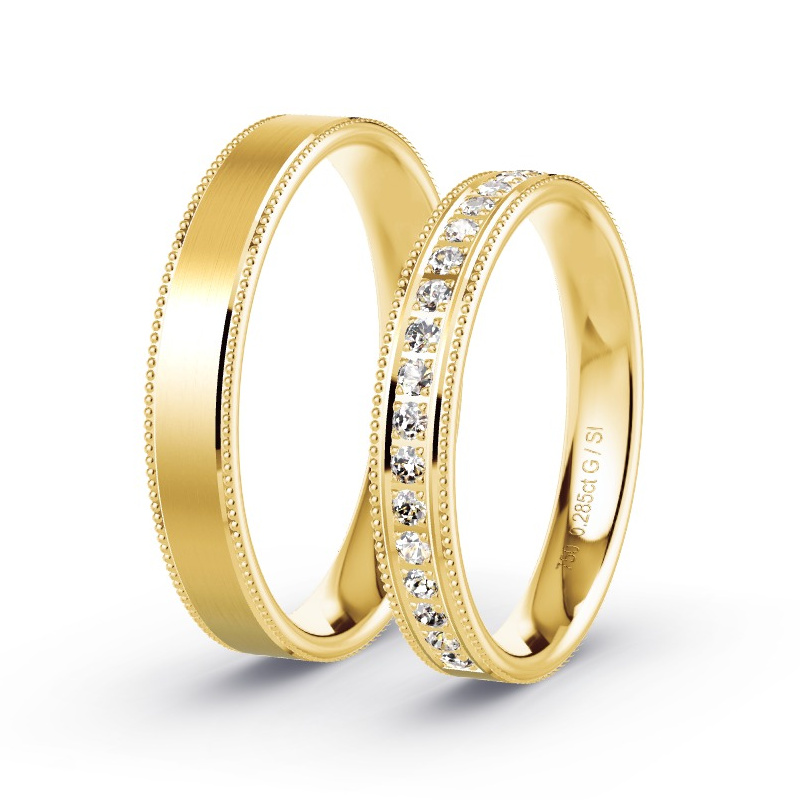 Trouwringen Geelgoud - 0.285 ct diamanten - Model N°1501 Trouwringen Geelgoud - 0.285 ct diamanten - Model N°1501