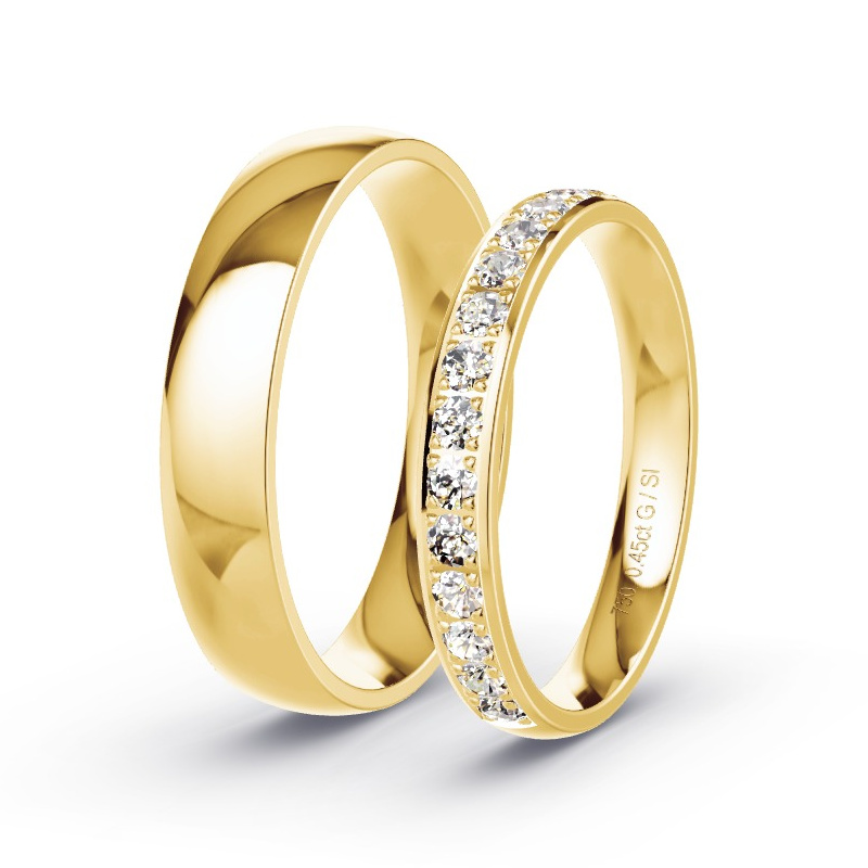 Trouwringen Geelgoud - 0.45 ct diamanten - Model N°1504 Trouwringen Geelgoud - 0.45 ct diamanten - Model N°1504
