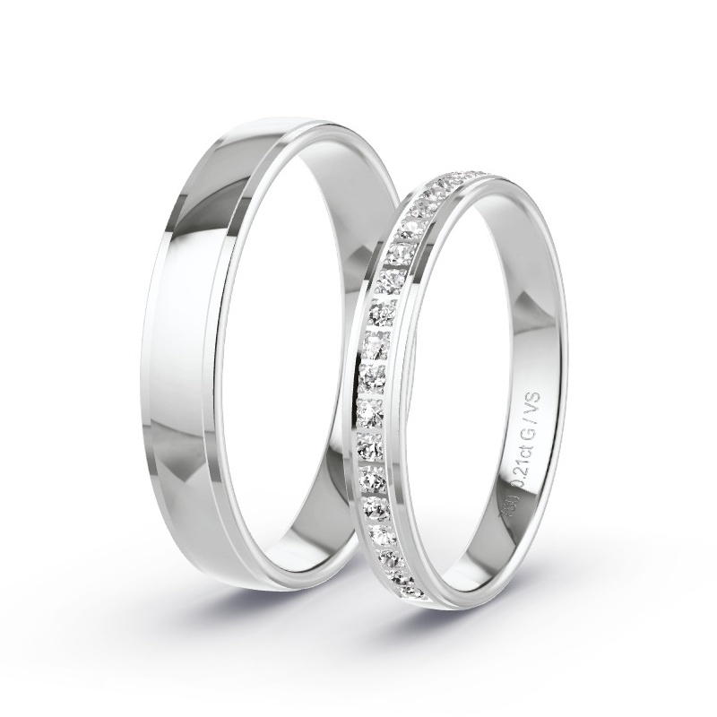 Trouwringen Witgoud - 0.21 ct diamanten - Model N°1613 Trouwringen Witgoud - 0.21 ct diamanten - Model N°1613