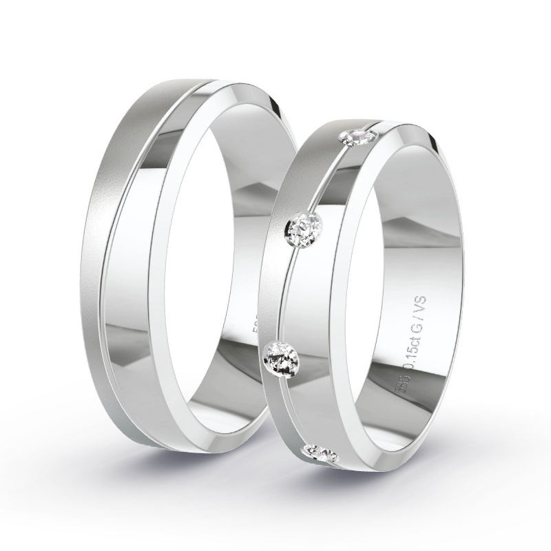 Trouwringen Witgoud - 0.18 ct diamanten - Model N°1624 Trouwringen Witgoud - 0.18 ct diamanten - Model N°1624