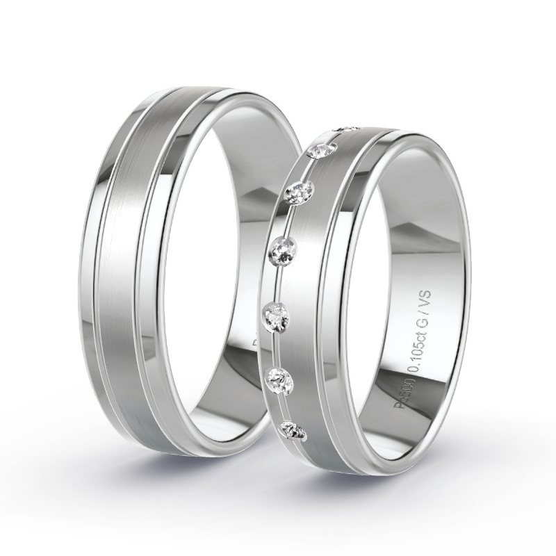 Trouwringen Palladium - 0.105 ct diamanten - Model N°1633 Trouwringen Palladium - 0.105 ct diamanten - Model N°1633