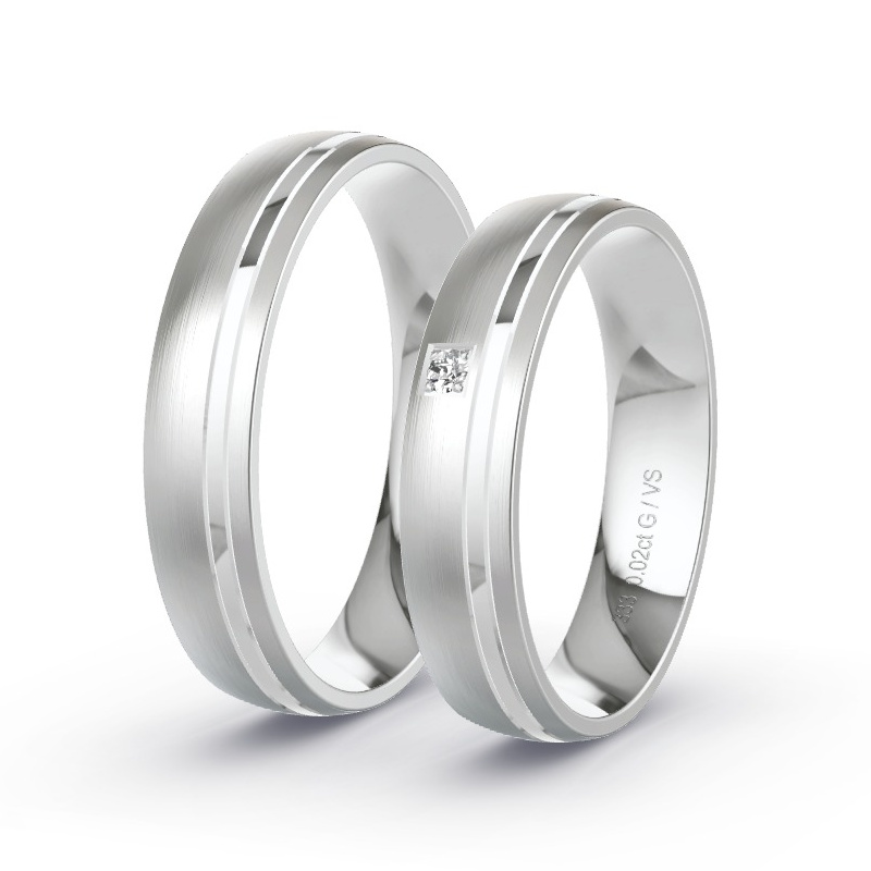 Trouwringen Witgoud - 0.02 ct diamanten - Model N°1650 Trouwringen Witgoud - 0.02 ct diamanten - Model N°1650
