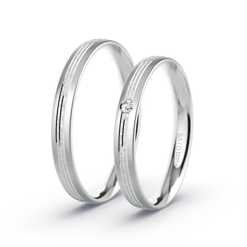 Trouwringen Witgoud - 0.02 ct diamanten - Model N°1676 Trouwringen Witgoud - 0.02 ct diamanten - Model N°1676