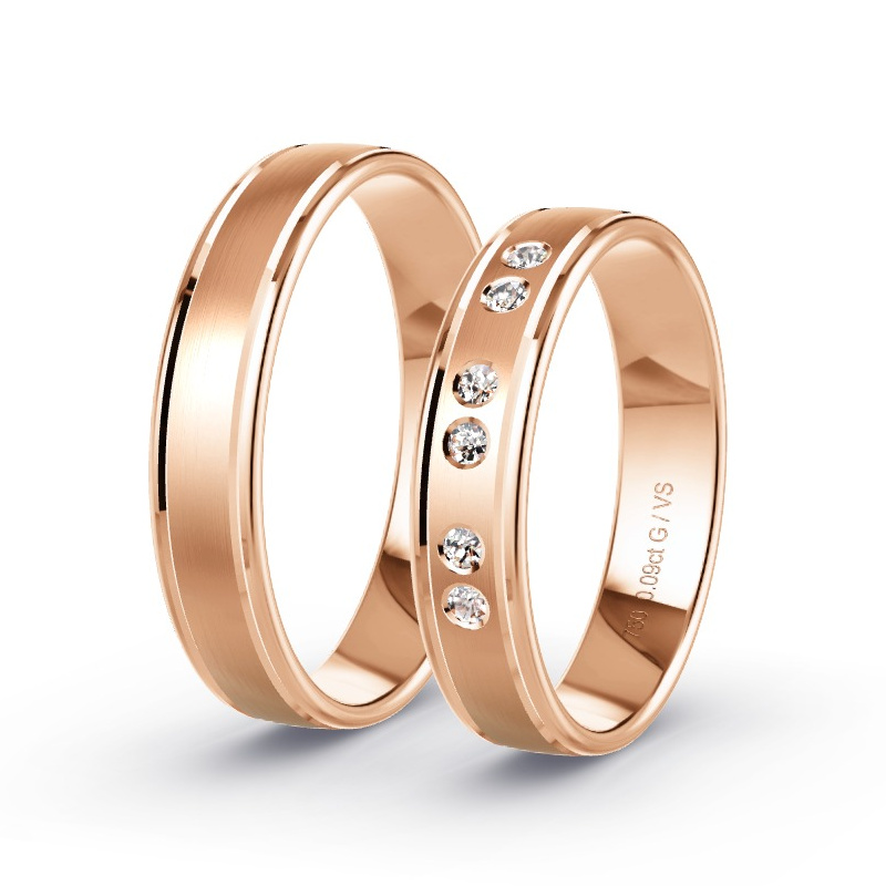 Trouwringen Roodgoud - 0.09 ct diamanten - Model N°1685 Trouwringen Roodgoud - 0.09 ct diamanten - Model N°1685