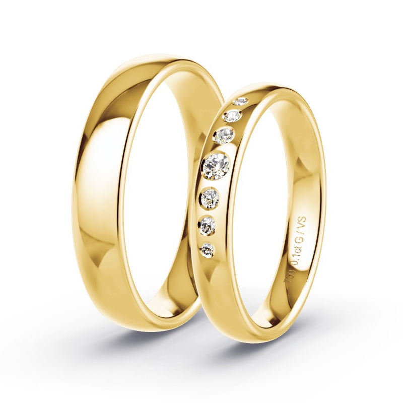 Trouwringen Geelgoud - 0.04 ct diamanten - Model N°1686 Trouwringen Geelgoud - 0.04 ct diamanten - Model N°1686