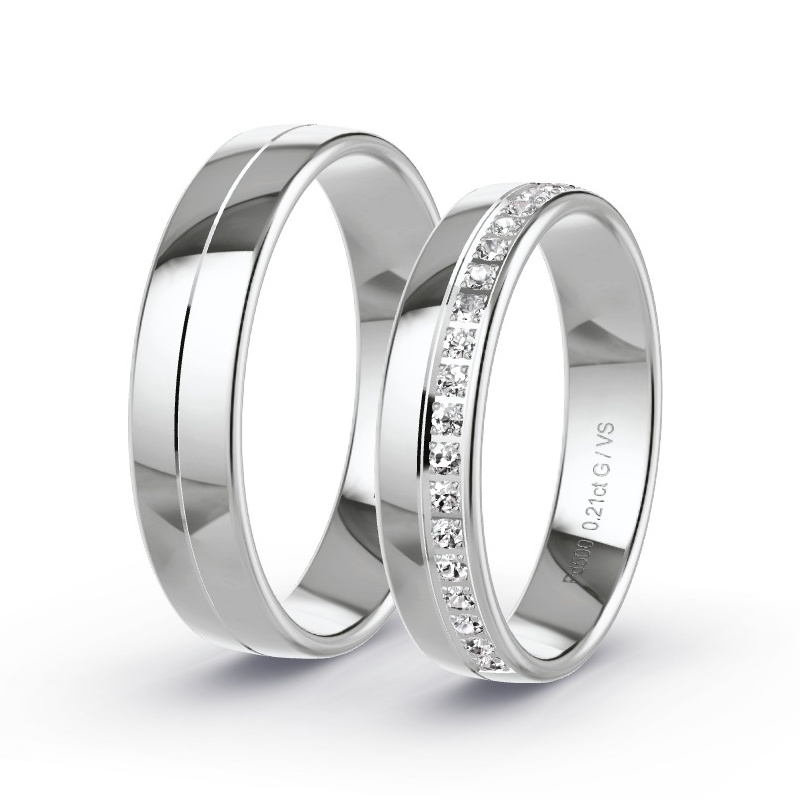 Trouwringen Palladium - 0.21 ct diamanten - Model N°1690 Trouwringen Palladium - 0.21 ct diamanten - Model N°1690