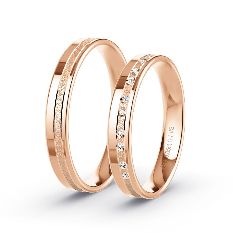 Trouwringen Rosegoud - 0.07 ct diamanten - Model N°1694 Trouwringen Rosegoud - 0.07 ct diamanten - Model N°1694