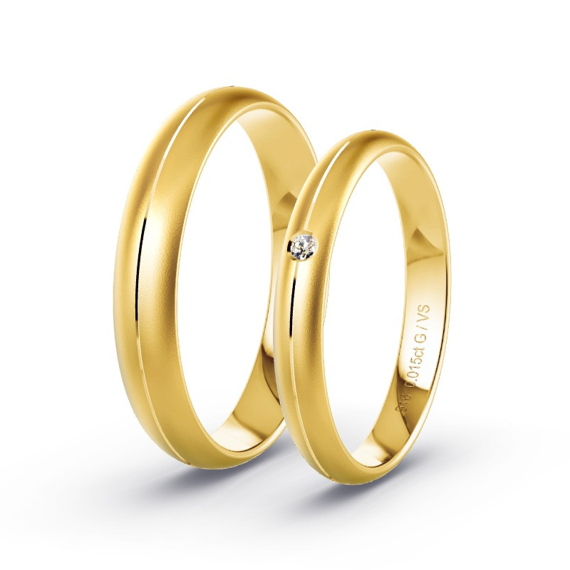 Trouwringen Geelgoud - 0.015 ct diamanten - Model N°1704