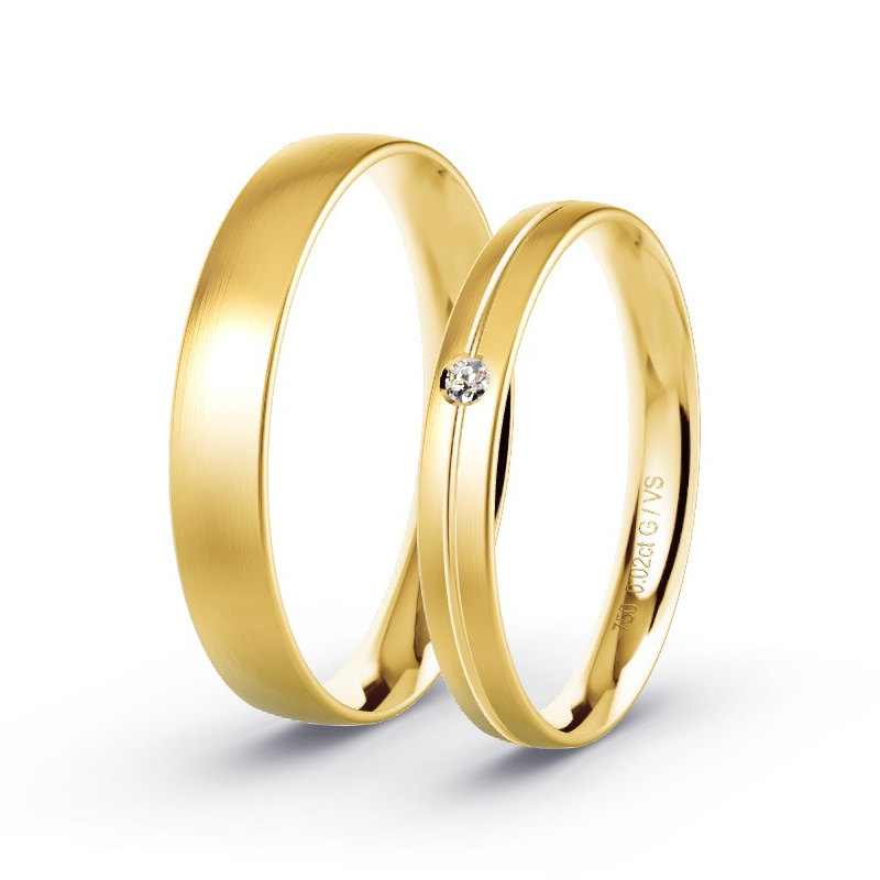 Trouwringen Geelgoud - 0.02 ct diamanten - Model N°1705 Trouwringen Geelgoud - 0.02 ct diamanten - Model N°1705