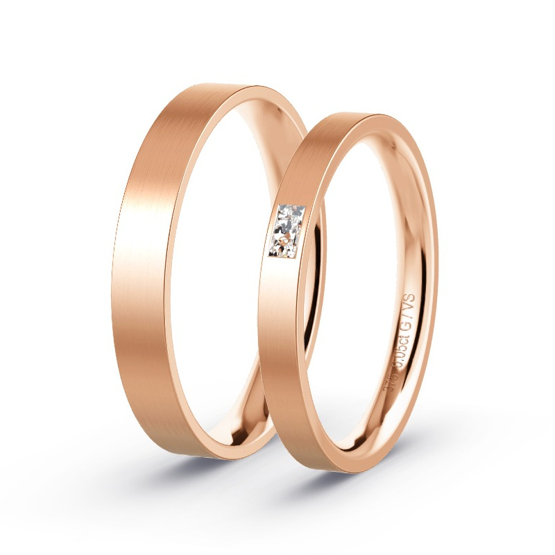 Trouwringen Rosegoud - 0.05 ct diamanten - Model N°1721 Trouwringen Rosegoud - 0.05 ct diamanten - Model N°1721