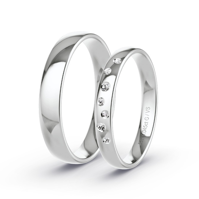 Trouwringen Witgoud - 0.045 ct diamanten - Model N°1722 Trouwringen Witgoud - 0.045 ct diamanten - Model N°1722