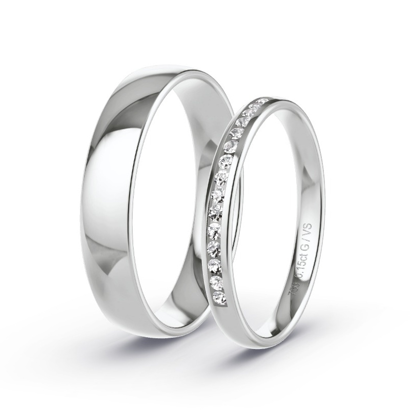 Trouwringen Witgoud - 0.15 ct diamanten - Model N°1723 Trouwringen Witgoud - 0.15 ct diamanten - Model N°1723