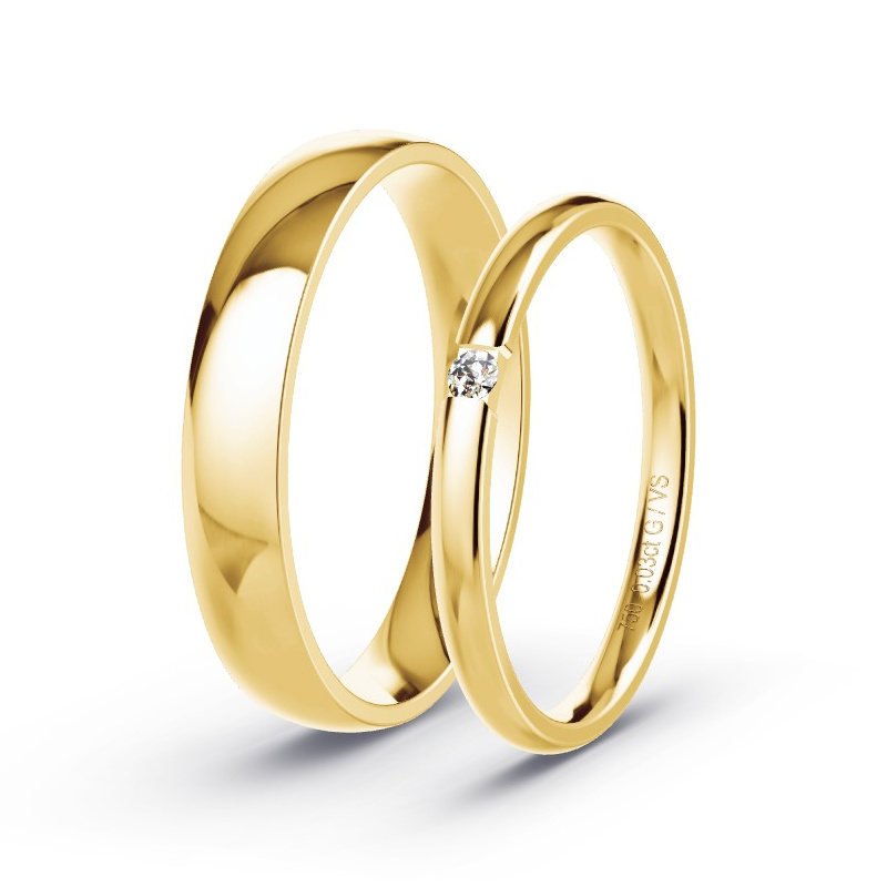 Trouwringen Geelgoud - 0.03 ct diamanten - Model N°1728 Trouwringen Geelgoud - 0.03 ct diamanten - Model N°1728