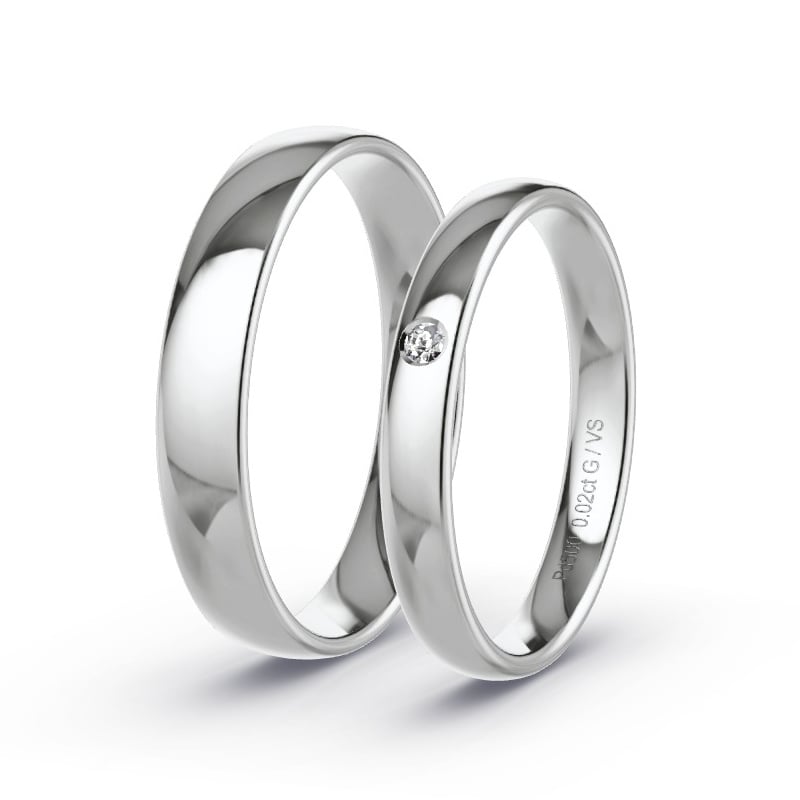Trouwringen Palladium - 0.02 ct diamanten - Model N°1731