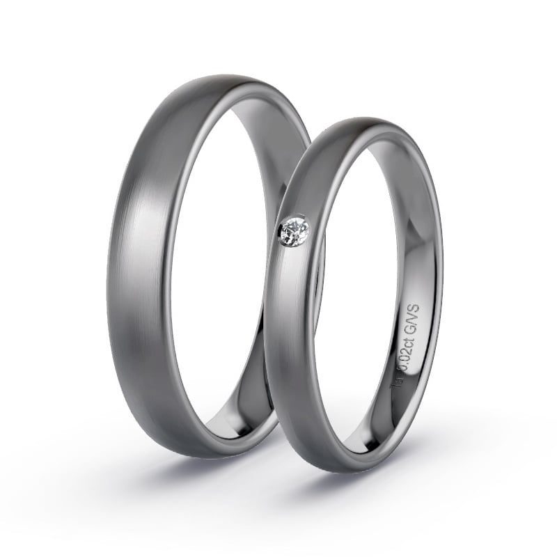 Trouwringen Tantaal - 0.02 ct diamanten - Model N°1731