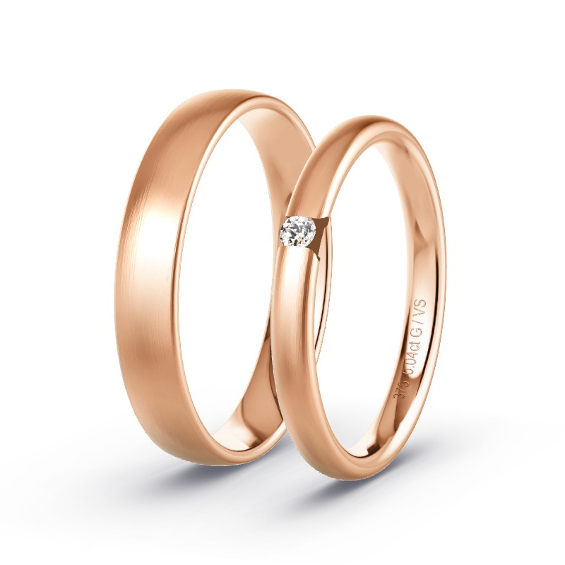 Trouwringen Rosegoud - 0.04 ct diamanten - Model N°1744