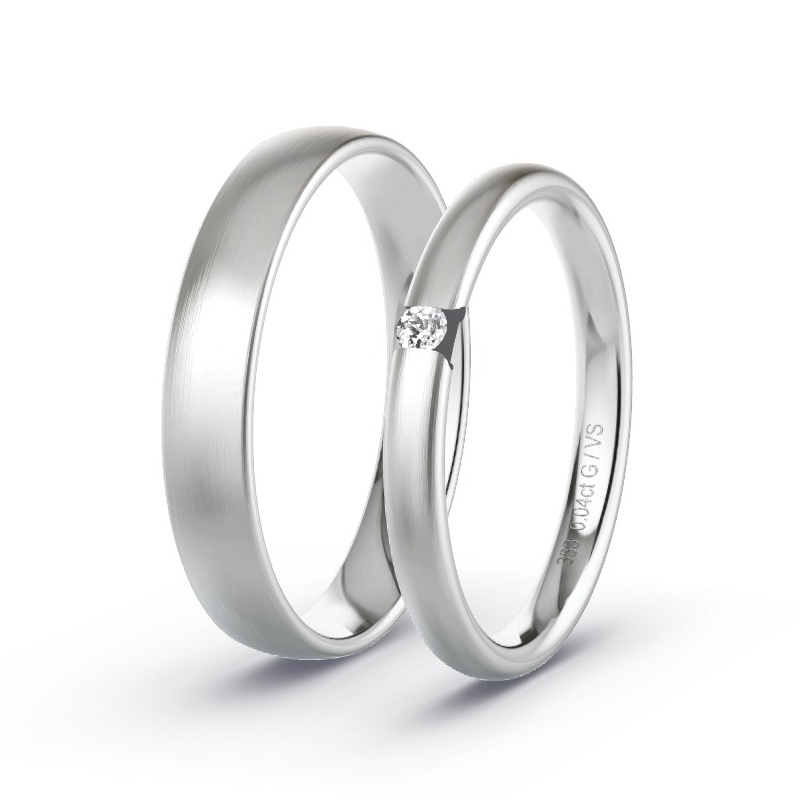 Trouwringen Witgoud - 0.04 ct diamanten - Model N°1744