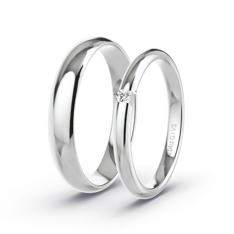 Trouwringen Witgoud - 0.04 ct diamanten - Model N°1745 Trouwringen Witgoud - 0.04 ct diamanten - Model N°1745
