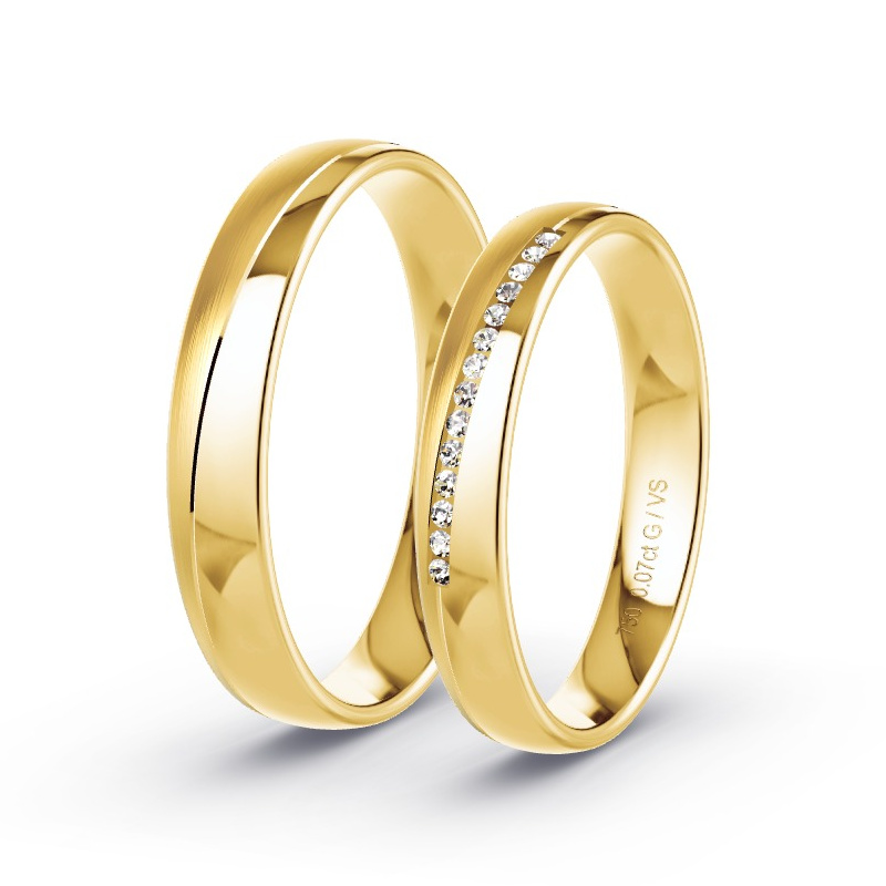 Trouwringen Geelgoud - 0.07 ct diamanten - Model N°1748 Trouwringen Geelgoud - 0.07 ct diamanten - Model N°1748