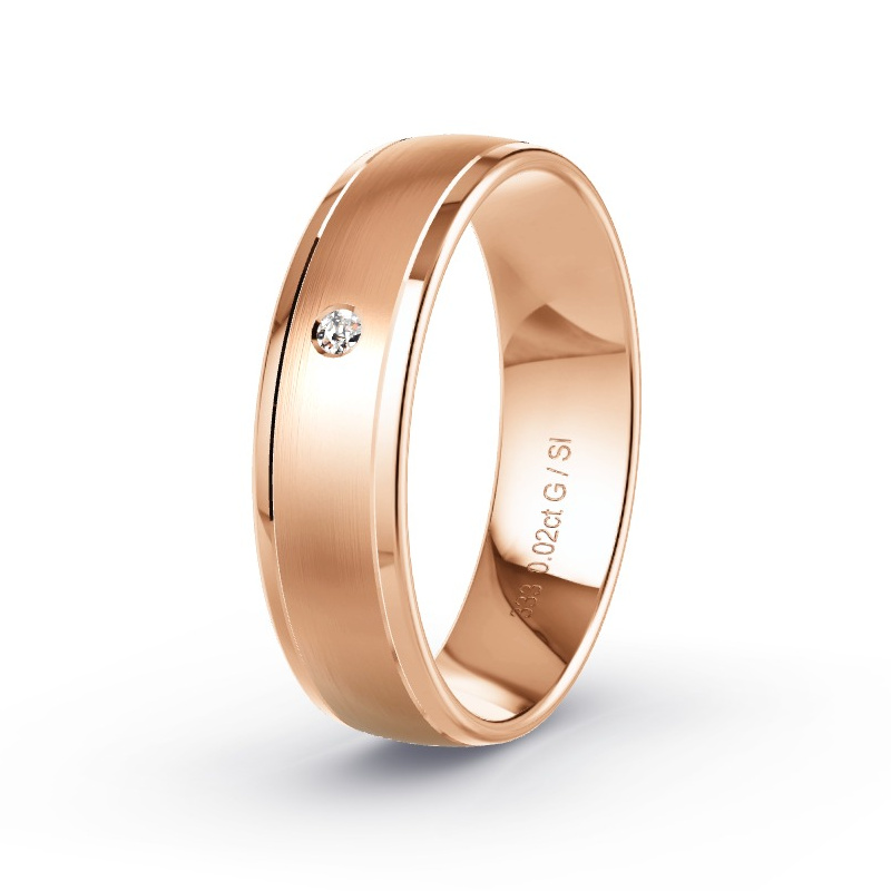 Trouwring Roodgoud - 0.02 ct diamanten - Model N°2167 Trouwring Roodgoud - 0.02 ct diamanten - Model N°2167