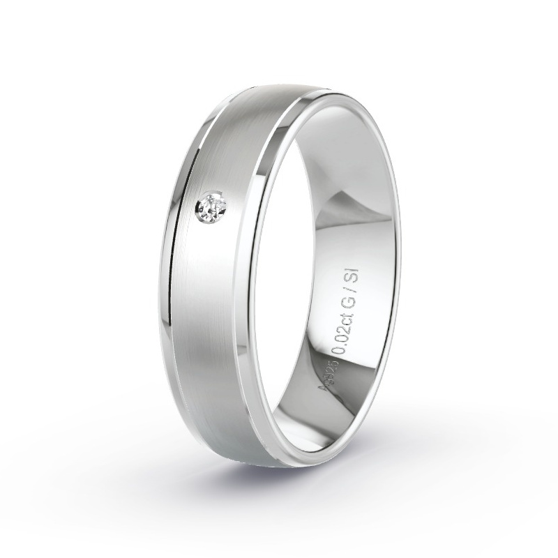 Trouwring Zilver - 0.02 ct diamanten - Model N°2167 Trouwring Zilver - 0.02 ct diamanten - Model N°2167