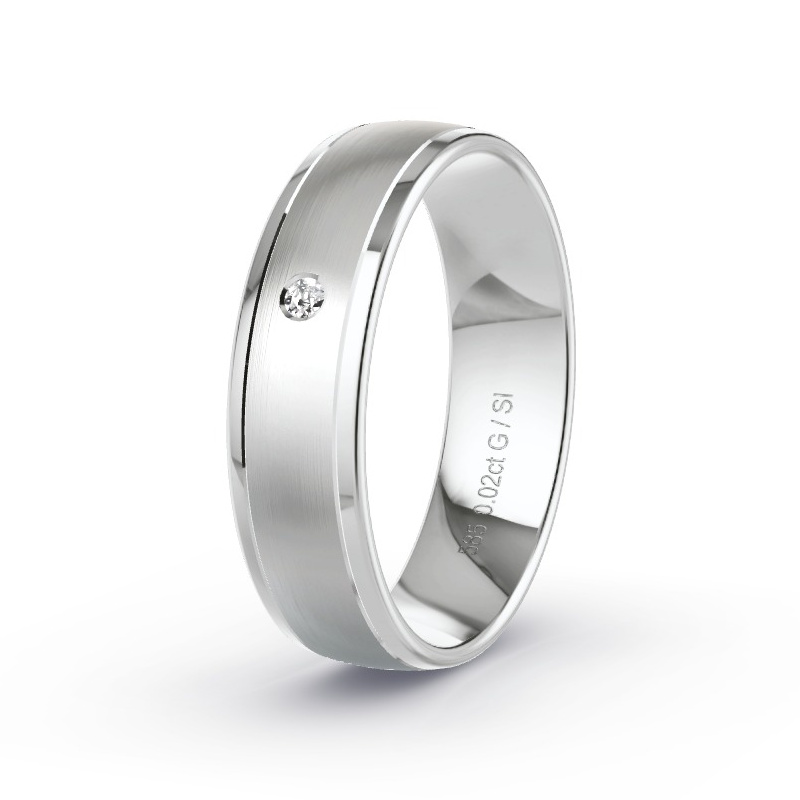 Trouwring Witgoud - 0.02 ct diamanten - Model N°2167 Trouwring Witgoud - 0.02 ct diamanten - Model N°2167
