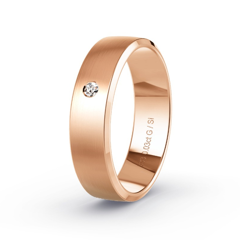 Trouwring Roodgoud - 0.03 ct diamanten - Model N°2169 Trouwring Roodgoud - 0.03 ct diamanten - Model N°2169