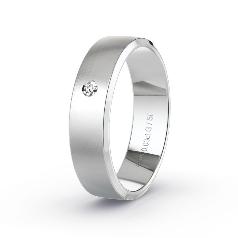 Trouwring Zilver - 0.03 ct diamanten - Model N°2169 Trouwring Zilver - 0.03 ct diamanten - Model N°2169