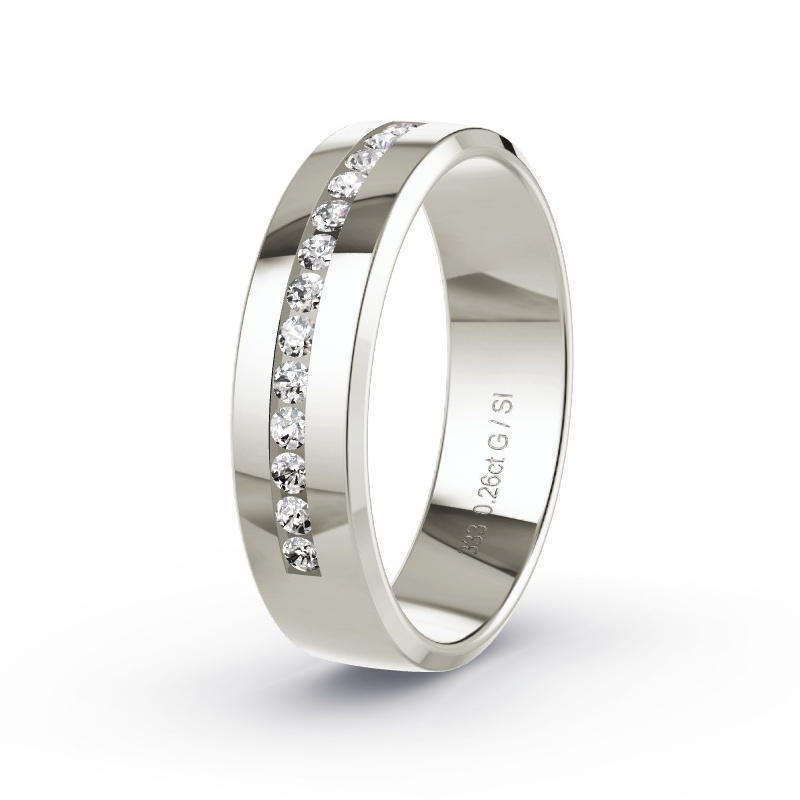Trouwring Grijsgoud - 0.26 ct diamanten - Model N°2170