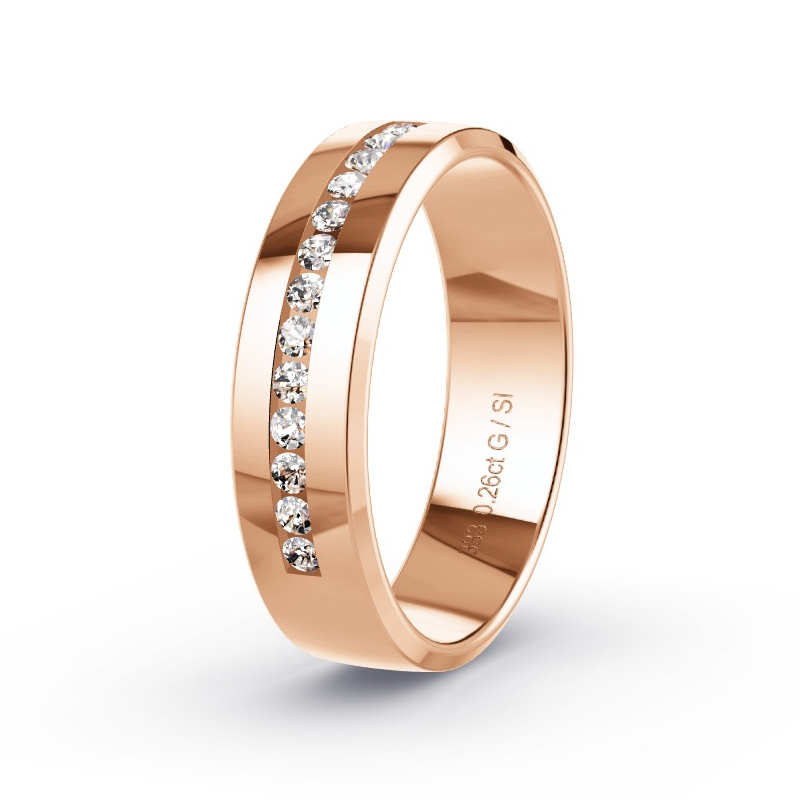 Trouwring Roodgoud - 0.26 ct diamanten - Model N°2170