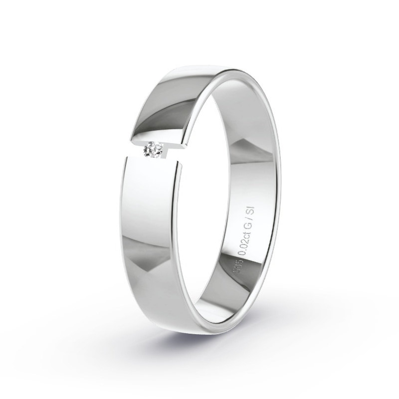Trouwring Witgoud - 0.02 ct diamanten - Model N°2172 Trouwring Witgoud - 0.02 ct diamanten - Model N°2172