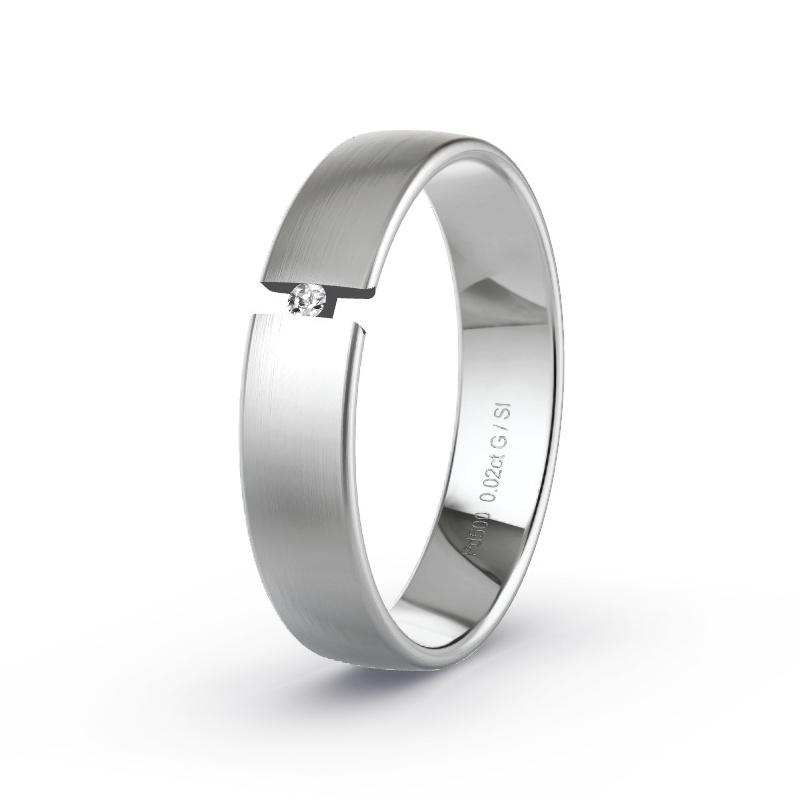 Trouwring Palladium - 0.02 ct diamanten - Model N°2173 Trouwring Palladium - 0.02 ct diamanten - Model N°2173