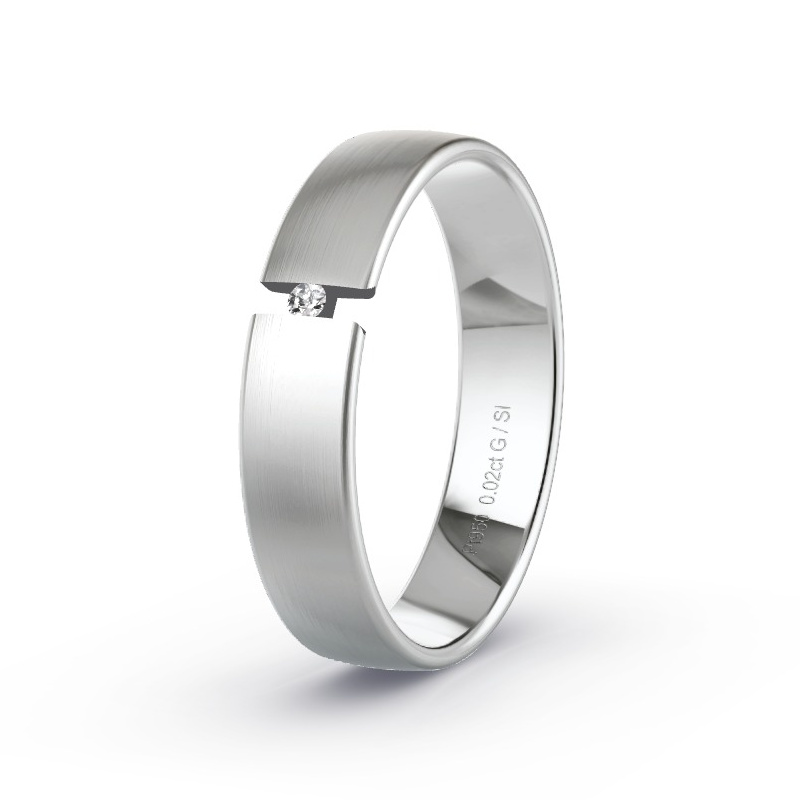 Trouwring Platina - 0.02 ct diamanten - Model N°2173