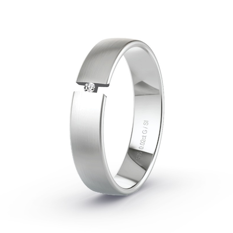 Trouwring Witgoud - 0.02 ct diamanten - Model N°2173 Trouwring Witgoud - 0.02 ct diamanten - Model N°2173