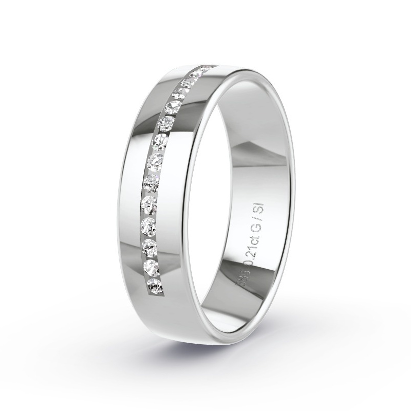 Trouwring Witgoud - 0.21 ct diamanten - Model N°2174 Trouwring Witgoud - 0.21 ct diamanten - Model N°2174